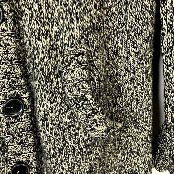 Eddie Bauer cardigan wool blend sweater black cream shawl neck button down M - Picture 6 of 8